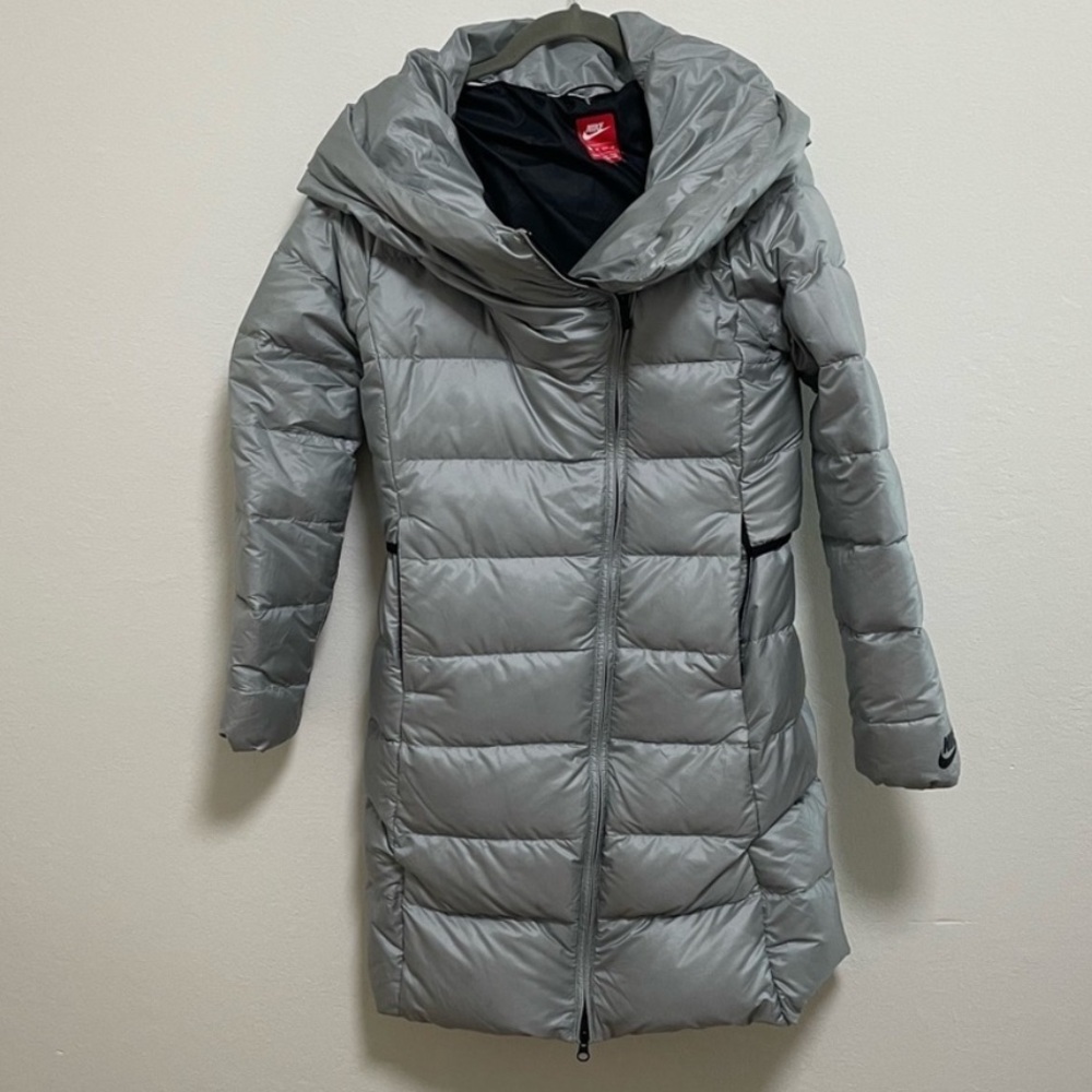 Nike Silver Long Puffer Jacket Sz S